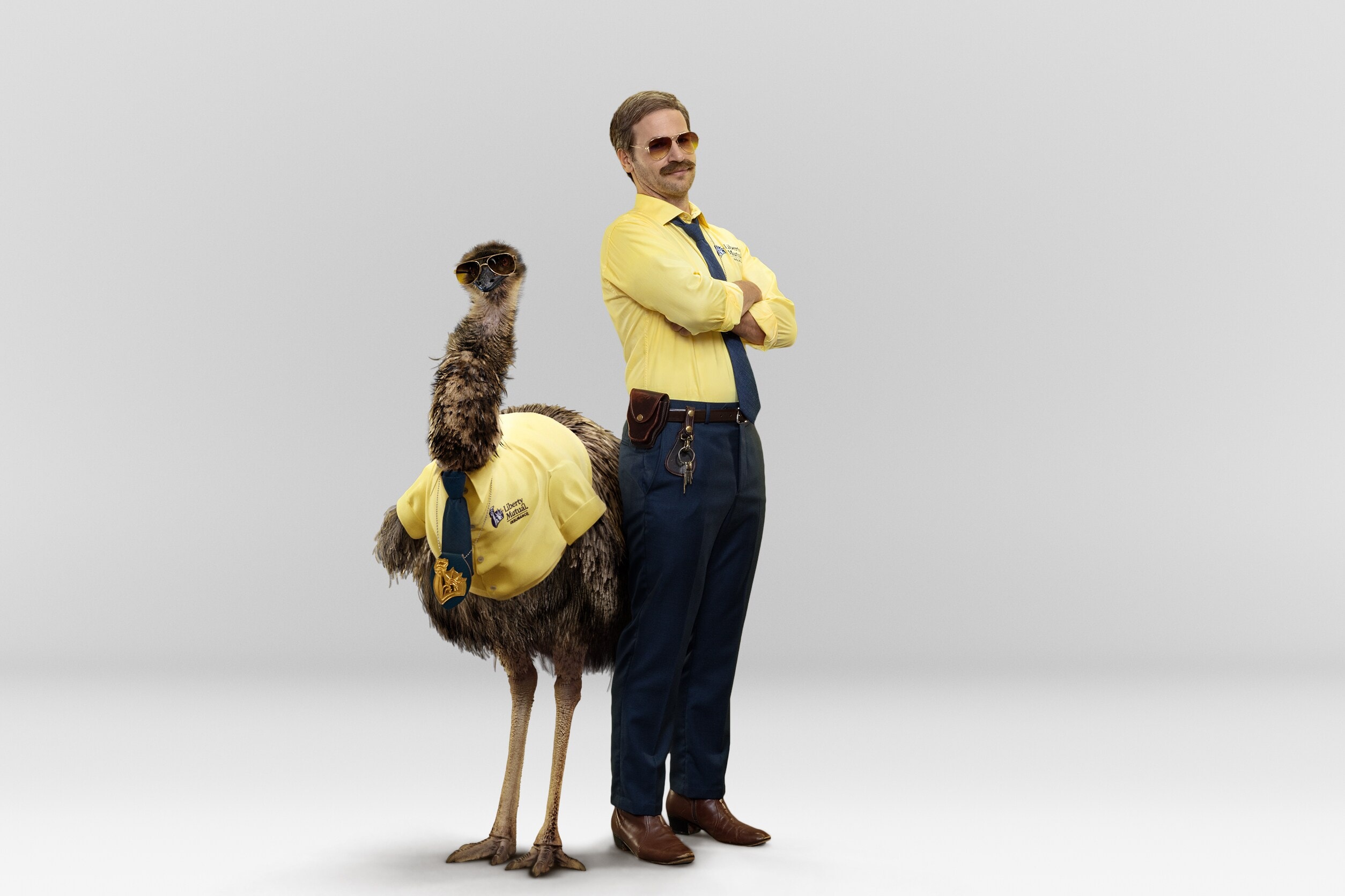 Picture of emu and person