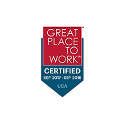 Great place to work certified September 2017 - September 2018