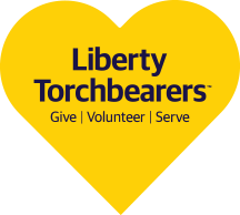 Yellow heart with Liberty Torchbearers written on it