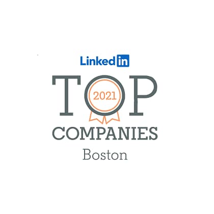 Text logo of LinkedIn Top Companies in Boston 2021