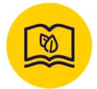 Drawing of a book with a leaf on it