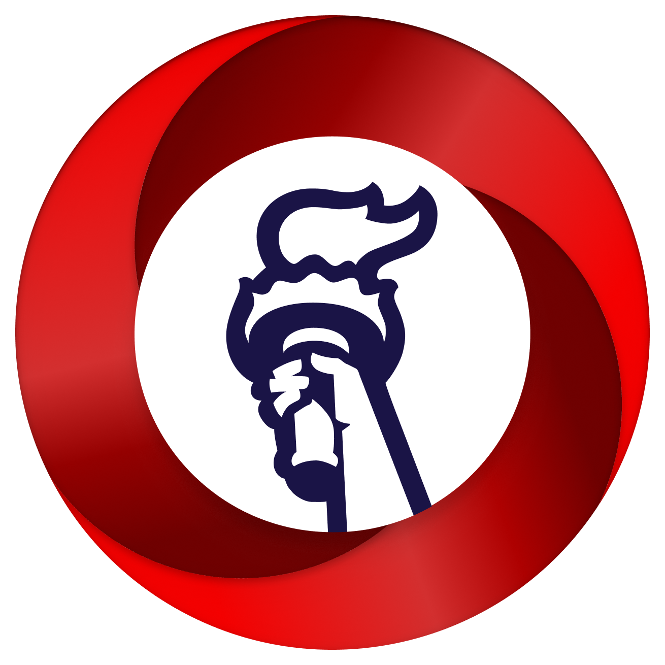 Liberty ERG - LEAAP, line drawing of the Lady Liberty Torch with a red circle around it
