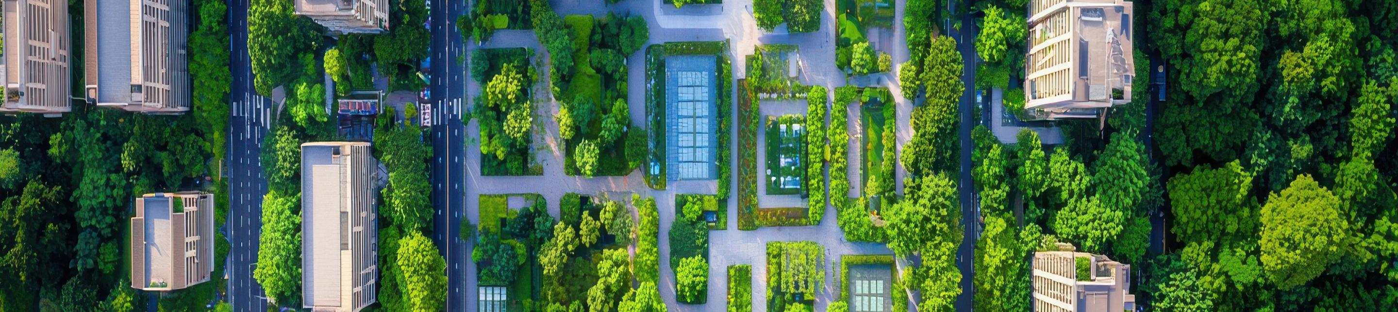 Aerial view of a neighborhood