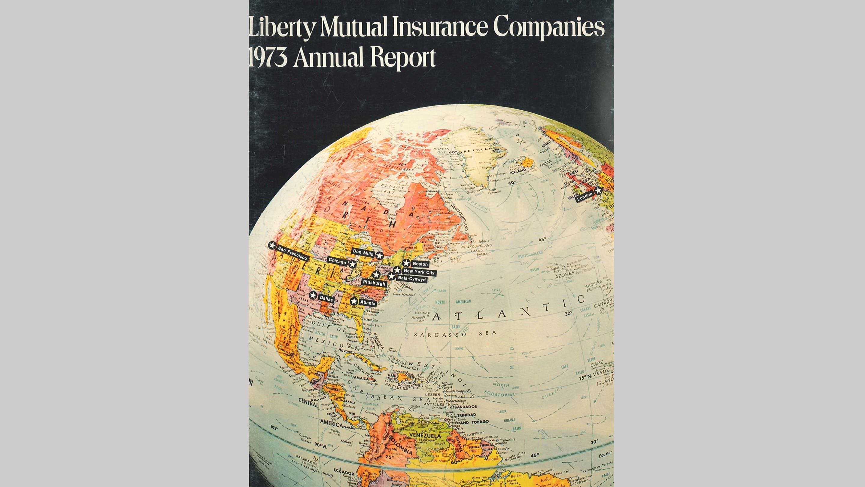 (slide 8 of 12) The cover to a 1970 Annual report put out by Liberty Mutual Insurance . 