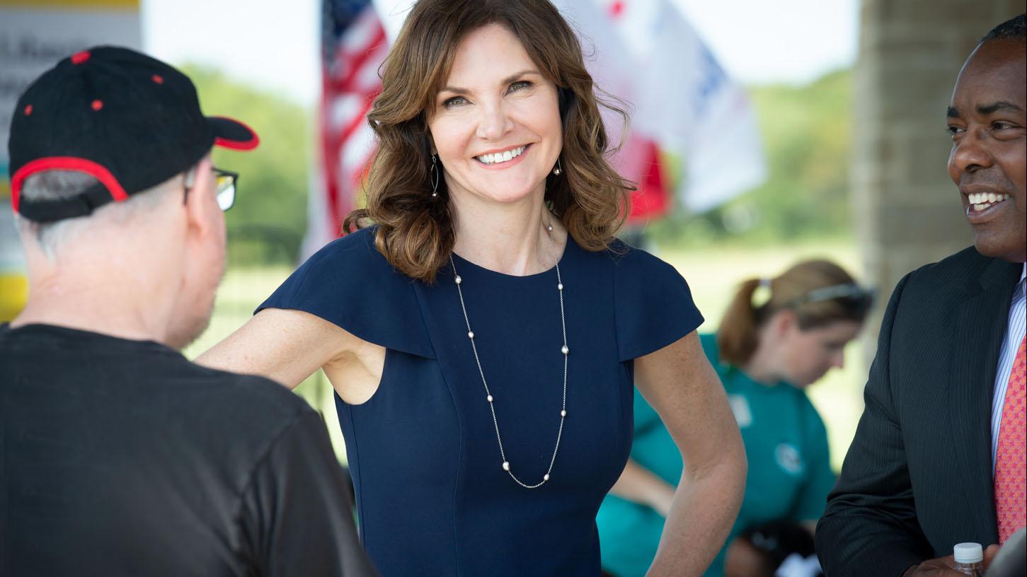 Image of Melissa M. MacDonnell, Liberty Mutual Foundation president with Mayor Harry LaRosiliere, Mayor, Plano, TX at the opening of the Liberty Playground.