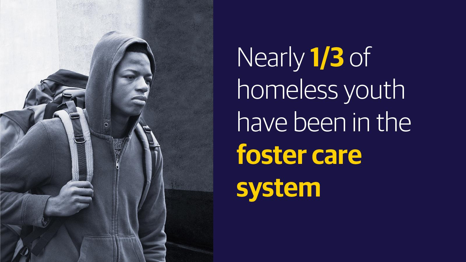 (slide 7 of 9) Nearly 1/3 of homeless youth have been in the foster care system. . 