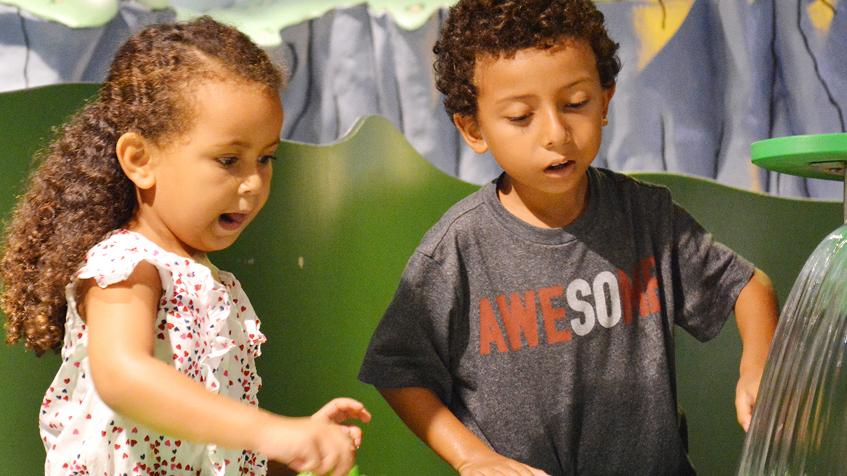 Two young children playing at Boston Children's Museum 