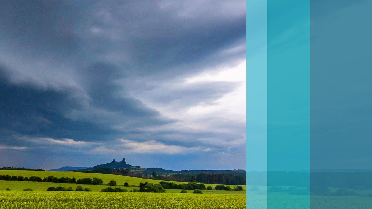 A open field on a cloudy day