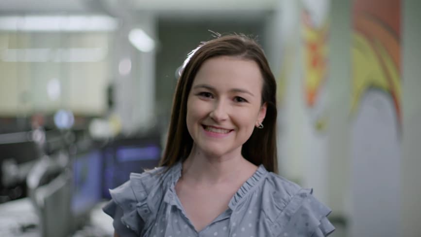 Woman smiling to camera