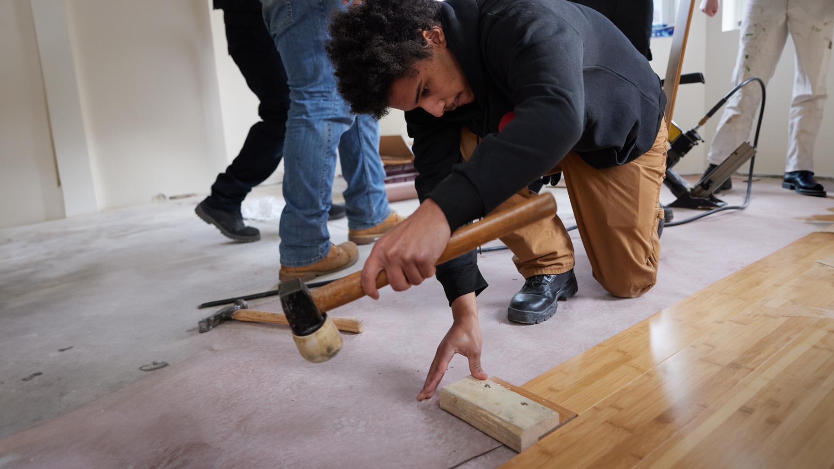 Volunteers working at Youth Build