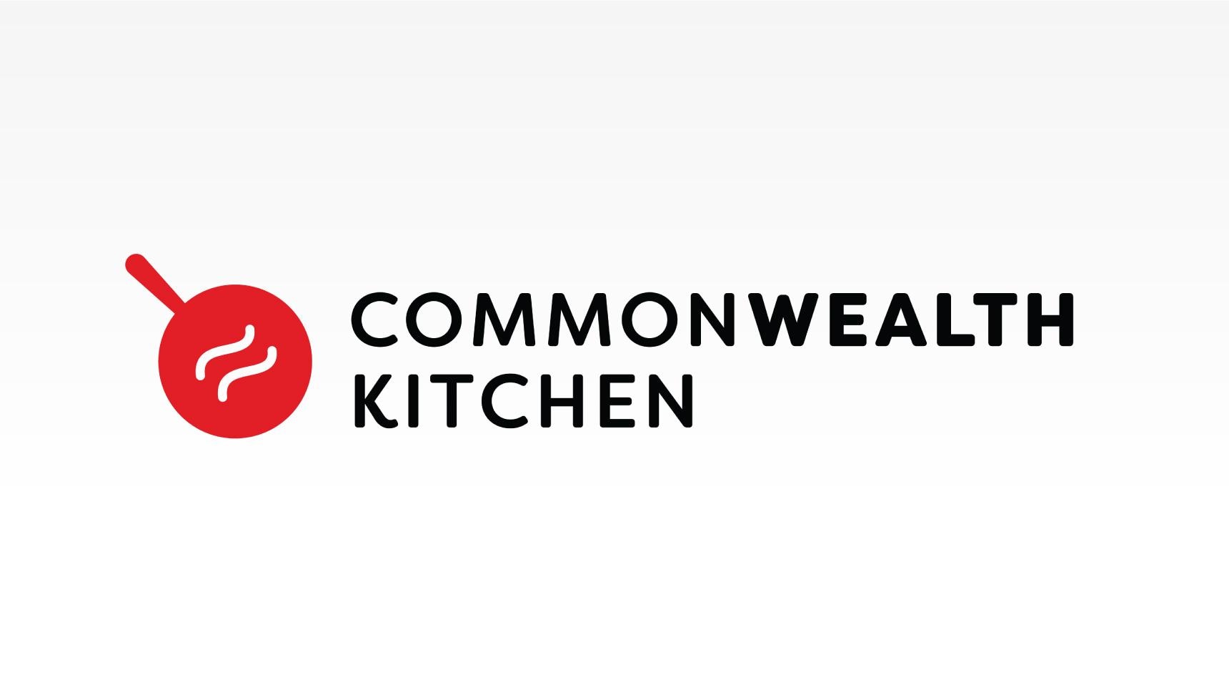 CommonWealth Kitchen Text logo, with a small drawing of a skillet