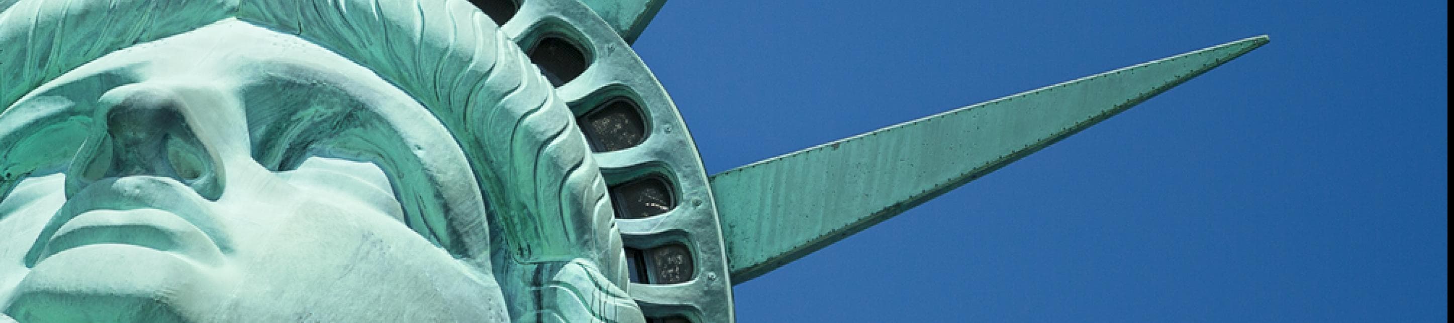 Cropped image of the face of The Statue of Liberty