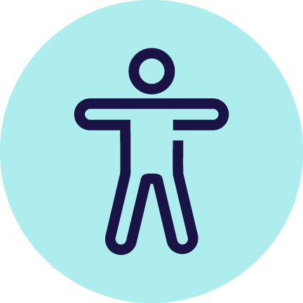 Outline of person in teal circle 