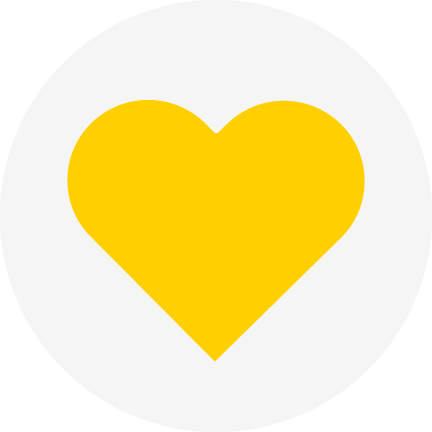 Yellow heart inside of white circle