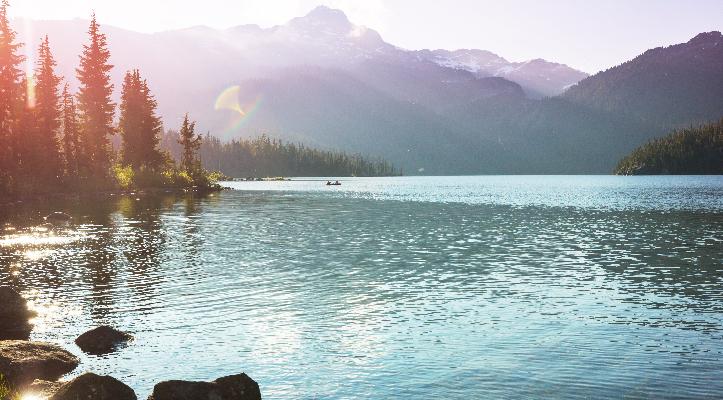 View of a lake and mountain range